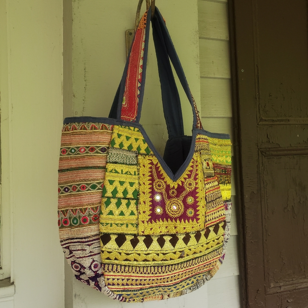 🌈 Artisan Banjara Boho Hippie Embroidered bag Handmade Patchwork Repurposed - Picture 5 of 16